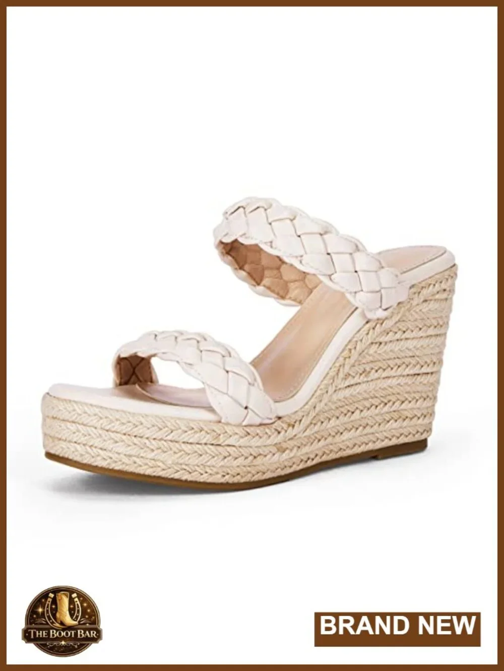 Wedge Platform Sandals Espadrilles Two Strap Woven Slip On Slide Sandals